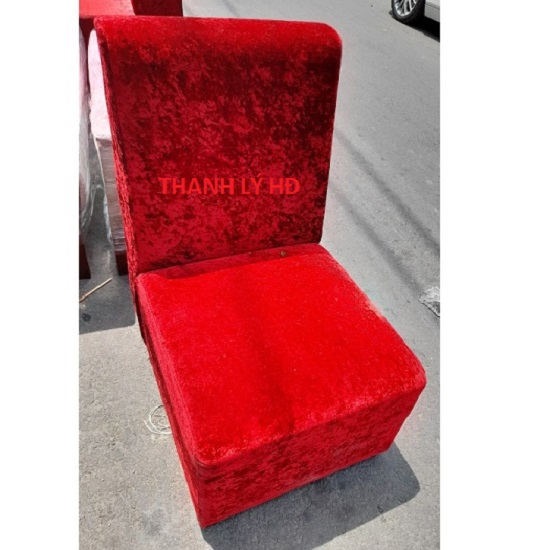 4-1 Thanh lý ghế sofa đơn bọc vải nhung màu đỏ cũ   