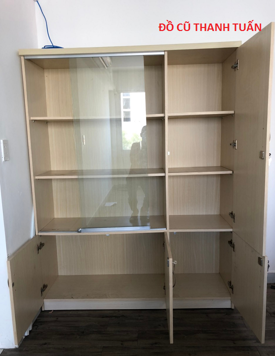 TU-HO-SO-S Thanh Lý Tủ Hồ Sơ Mặt Kính Cũ 1m4x1m8 - THSC117  