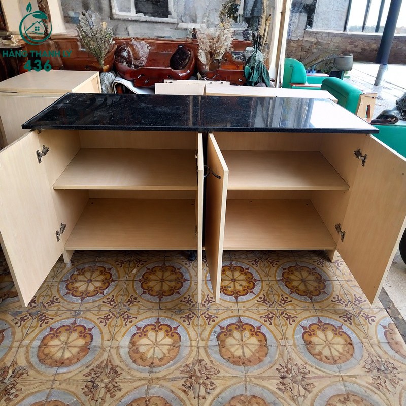 Tủ Bếp Cũ 1M6X60CM Mặt Đá Đen Thiết Kế Màu Vân Gỗ thanh-ly-tu-bep-mat-da-cu-gia-re-1 Tủ Bếp Cũ 1M6X60CM Mặt Đá Đen Thiết Kế Màu Vân Gỗ