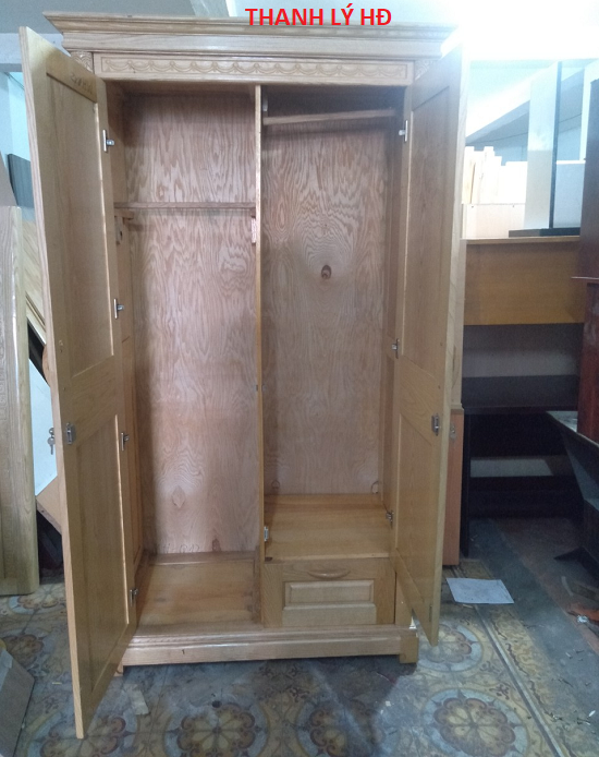 023250 Thanh lý tủ quần áo gỗ 2 cánh cũ giá rẻ - TQAC126  