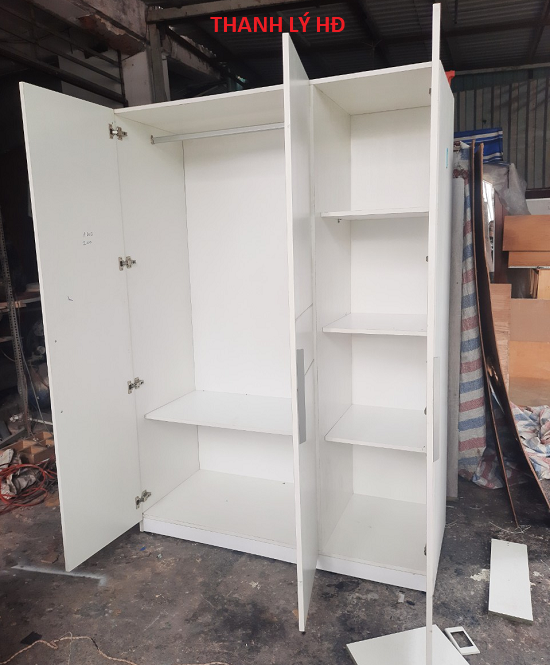 321321 Thanh lý tủ quần áo 3 cánh màu trắng cũ giá rẻ - TQAC120  