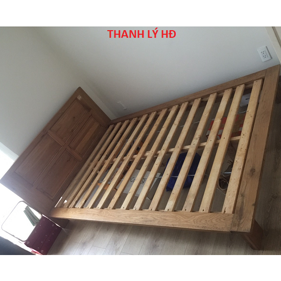 GIUONG-CU-GIA-RE Thanh lý giường 1m4 bằng gỗ sồi cũ giá rẻ - GC190  