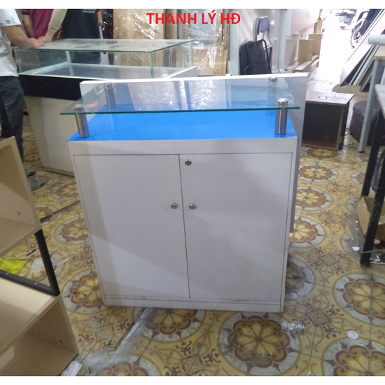 QUAY-LE-TAN-7 Quầy lễ tân mini gắn kính cũ giá rẻ - QC128  