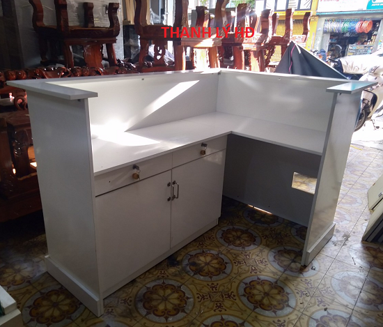 QUAY-LE-TAN Thanh lý quầy trắng hình chữ L cũ giá rẻ  