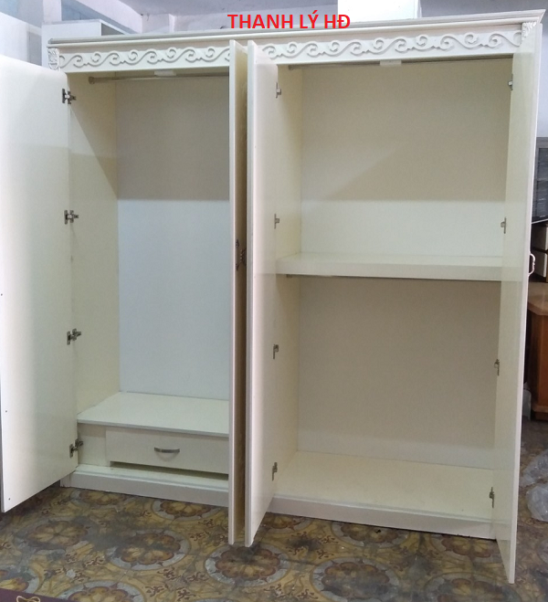 Tủ quần áo 2m cũ màu trắng - TQAC159 TU-QUAN-AO-CU-1 Tủ quần áo 2m cũ màu trắng - TQAC159
