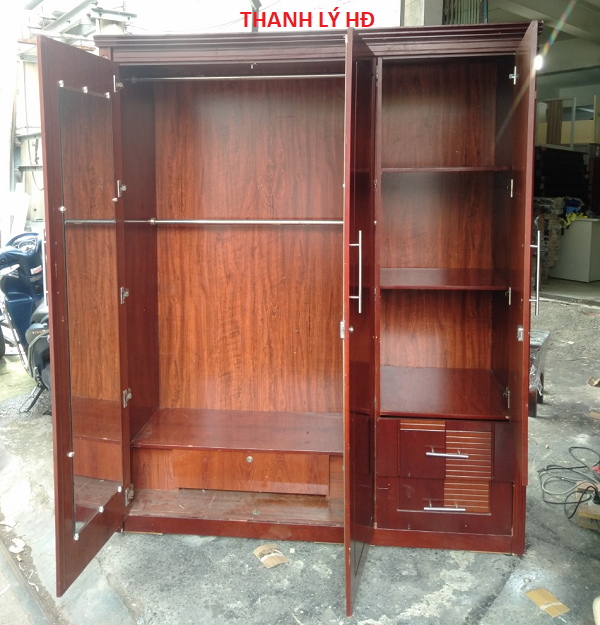TU-QUAN-AO-CU-GIA-RE-4 Thanh lý tủ quần áo 3 cánh cũ - TQAC158  