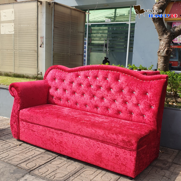 Sofa-vai-nhung-cu Bộ Sofa Hồng Bọc Vải Nhung Cũ  