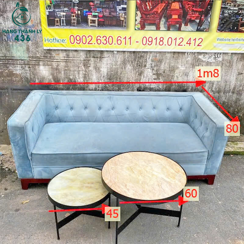 bo-sofa-cu Bộ Sofa Bọc Vải Nhung Xanh Cũ Giá Rẻ  