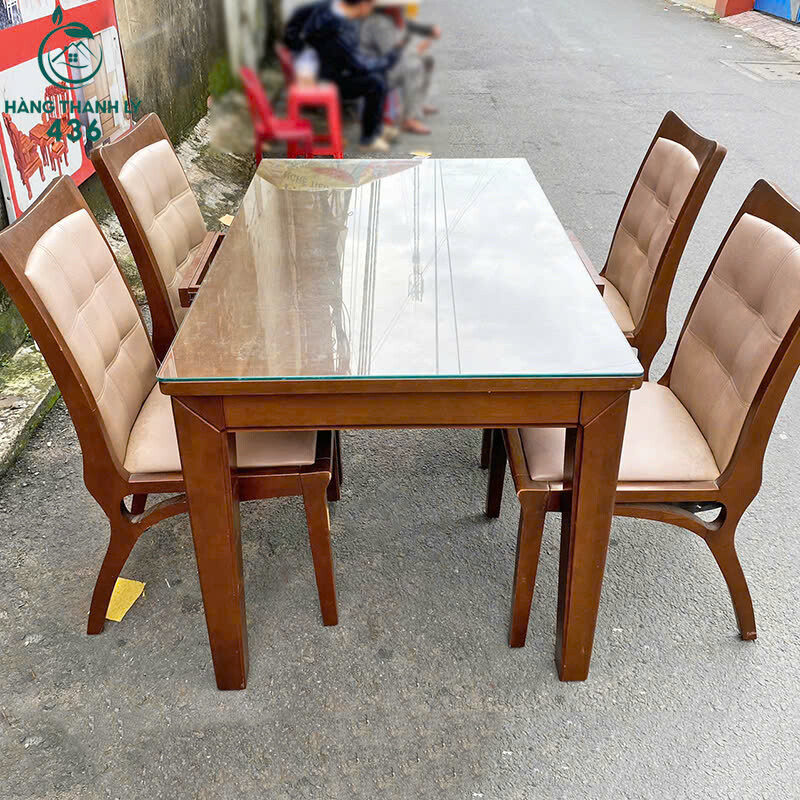 Bộ Bàn Ăn Cũ 4 Ghế Bọc Đệm Nâu Êm Ái bo-ban-an-cu-4 Bộ Bàn Ăn Cũ 4 Ghế Bọc Đệm Nâu Êm Ái