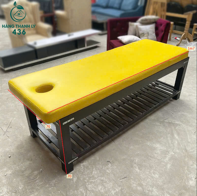 giuong-spa-cu-5 Giường Massage Gỗ 1M9 Mặt Đệm Da Vàng Cũ  