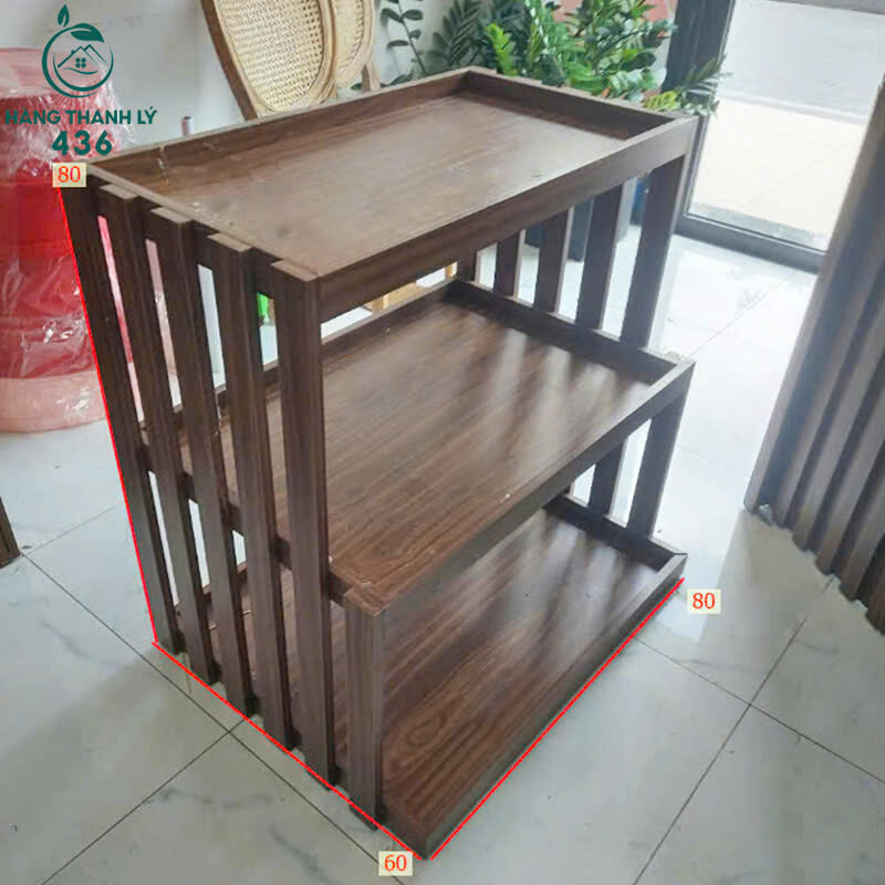 ke-go-cu-2-1 Kệ Gỗ Trưng Bày Trái Cây 3 Tầng Cũ  