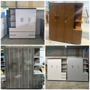 Tủ Quần Áo 3 Cánh Kèm Kệ Trưng Bày 1m65 Mới 99% (Nhiều Màu)
