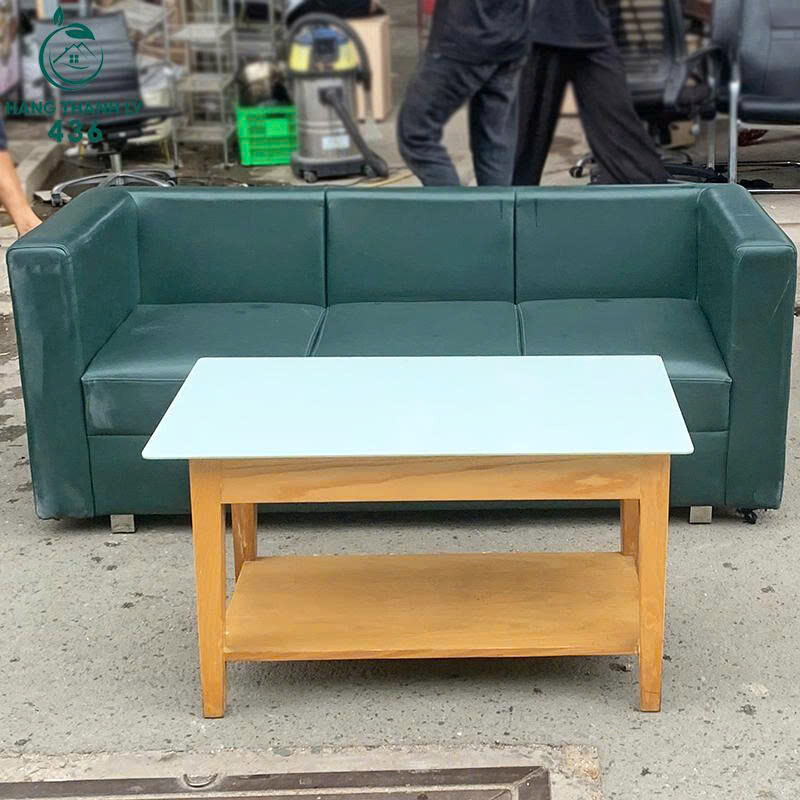 Bộ Sofa Da Xanh Lá Kèm Bàn Gỗ Mặt Kính Cũ   sofa-19 Bộ Sofa Da Xanh Lá Kèm Bàn Gỗ Mặt Kính Cũ