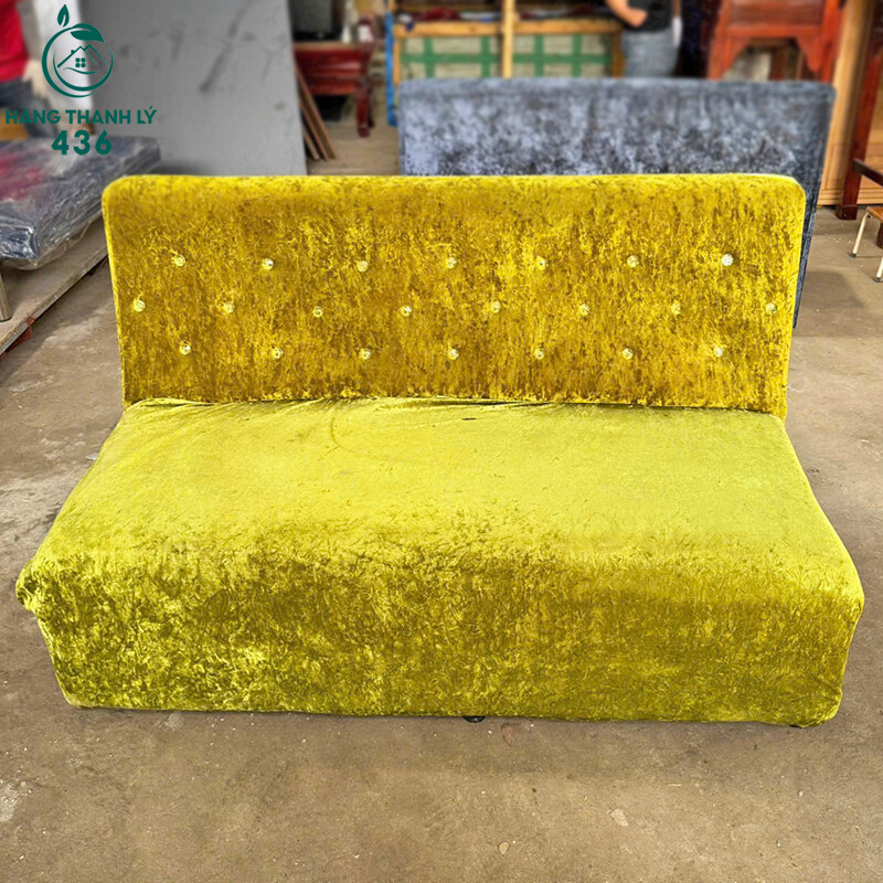sofa-cu-157 Sofa Cũ Bọc Nhung Mịn Lưng Cao Đính Nút (Nhiều Màu)  