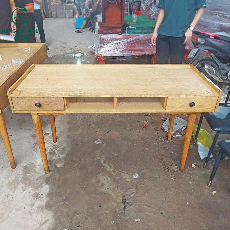 Bàn Làm Việc Gỗ Tự Nhiên Cũ Kiểu Retro 2 Hộc Kéo   ban-lam-viec-9 Bàn Làm Việc Gỗ Tự Nhiên Cũ Kiểu Retro 2 Hộc Kéo