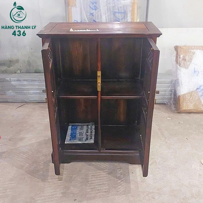 tu-giay-1-3 Tủ Giày Dép Gỗ Cũ 2 Cánh Hoa Văn Cổ  