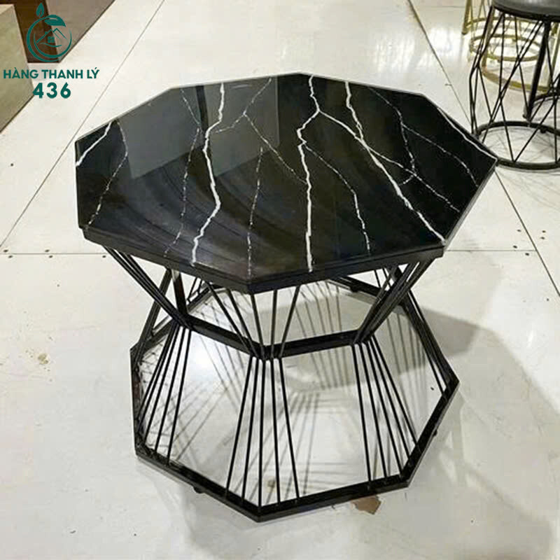 Bàn Sofa Mặt Đá Đen Vân Trắng Khung Cao Cấp Mới 99%   ban-den Bàn Sofa Mặt Đá Đen Vân Trắng Khung Cao Cấp Mới 99%