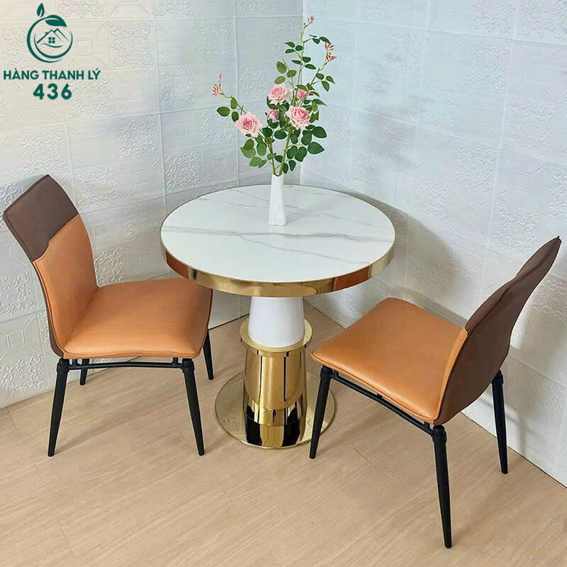 Bộ Bàn Ghế Nhà Hàng Mặt Vân Marble Kèm Ghế Bọc Da Mới 99% bo-ban-ghe-cf Bộ Bàn Ghế Nhà Hàng Mặt Vân Marble Kèm Ghế Bọc Da Mới 99%