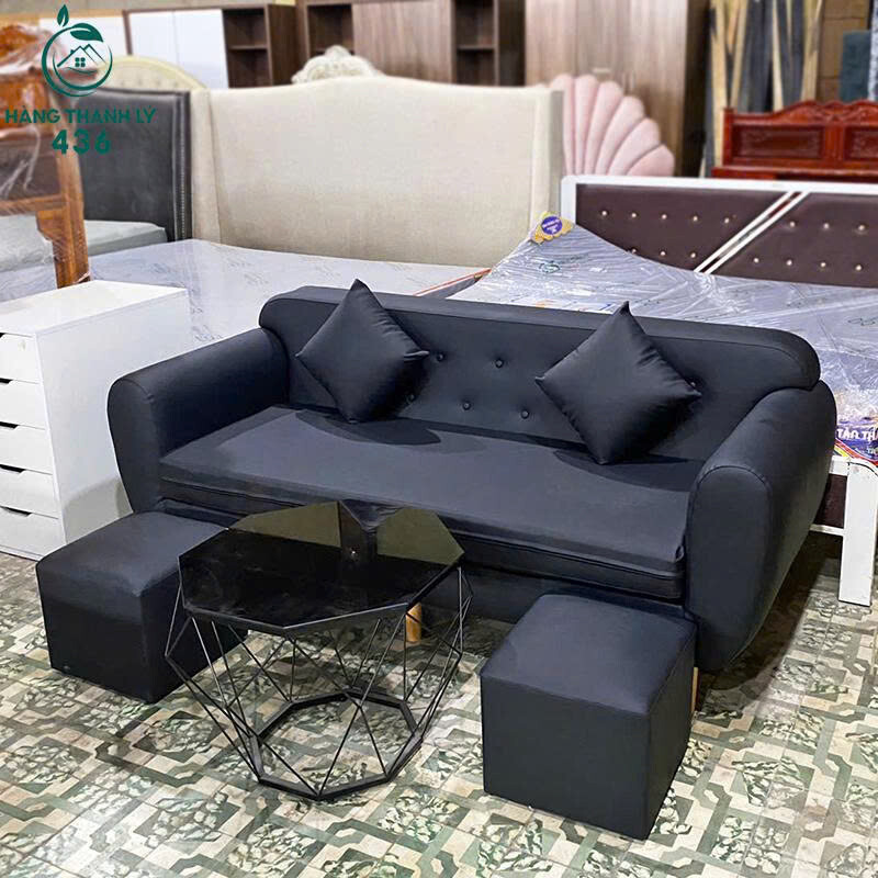 Thanh Lý Ghế Sofa Kèm Đôn Bọc Da Màu Đen Mới 99% gen-n-sofa-boc-da-1 Thanh Lý Ghế Sofa Kèm Đôn Bọc Da Màu Đen Mới 99%