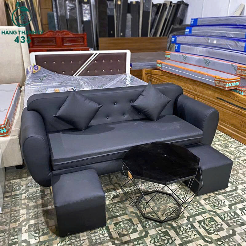 Thanh Lý Ghế Sofa Kèm Đôn Bọc Da Màu Đen Mới 99% gen-n-sofa-boc-da-2 Thanh Lý Ghế Sofa Kèm Đôn Bọc Da Màu Đen Mới 99%