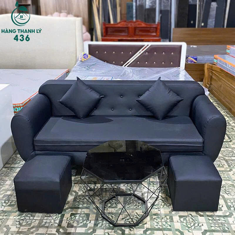Thanh Lý Ghế Sofa Kèm Đôn Bọc Da Màu Đen Mới 99% gen-n-sofa-boc-da Thanh Lý Ghế Sofa Kèm Đôn Bọc Da Màu Đen Mới 99%