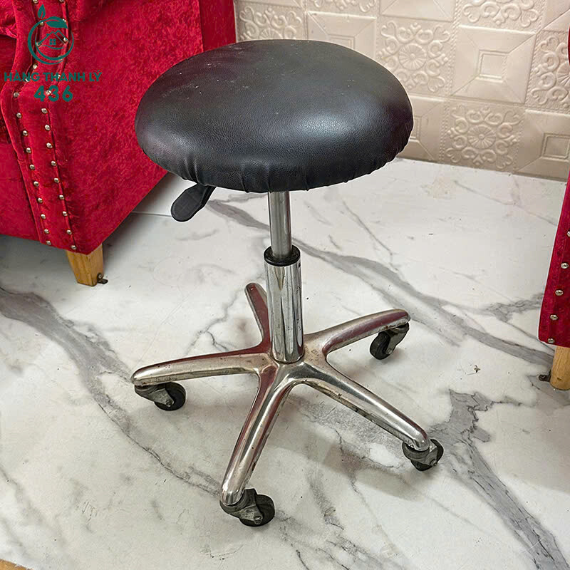 Ghế Đôn Xoay Cũ Chân Inox Có Bánh Xe Di Chuyển ghe-xoay-1 Ghế Đôn Xoay Cũ Chân Inox Có Bánh Xe Di Chuyển