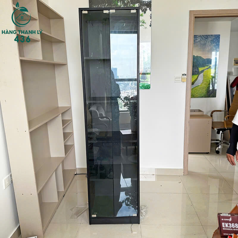 Tủ Trưng Bày Cũ Màu Đen Cao 2m Kính Trong Suốt   ke-1-1 Tủ Trưng Bày Cũ Màu Đen Cao 2m Kính Trong Suốt