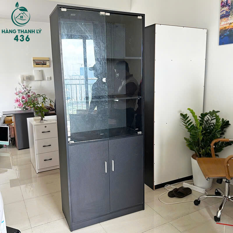 Tủ Trưng Bày Đen Cũ Kính Trong Suốt Có 5 Tầng   ke-5 Tủ Trưng Bày Đen Cũ Kính Trong Suốt Có 5 Tầng