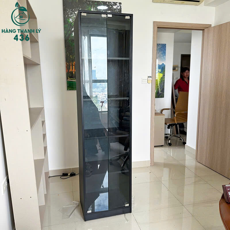 Tủ Trưng Bày Cũ Màu Đen Cao 2m Kính Trong Suốt   ke-7 Tủ Trưng Bày Cũ Màu Đen Cao 2m Kính Trong Suốt