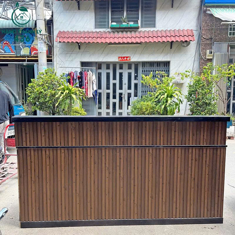 Quầy Lễ Tân Gỗ Cũ Mặt Đá Đen Sang Trọng 2M8x2M (Nhiều Mẫu) quay-6 Quầy Lễ Tân Gỗ Cũ Mặt Đá Đen Sang Trọng 2M8x2M (Nhiều Mẫu)