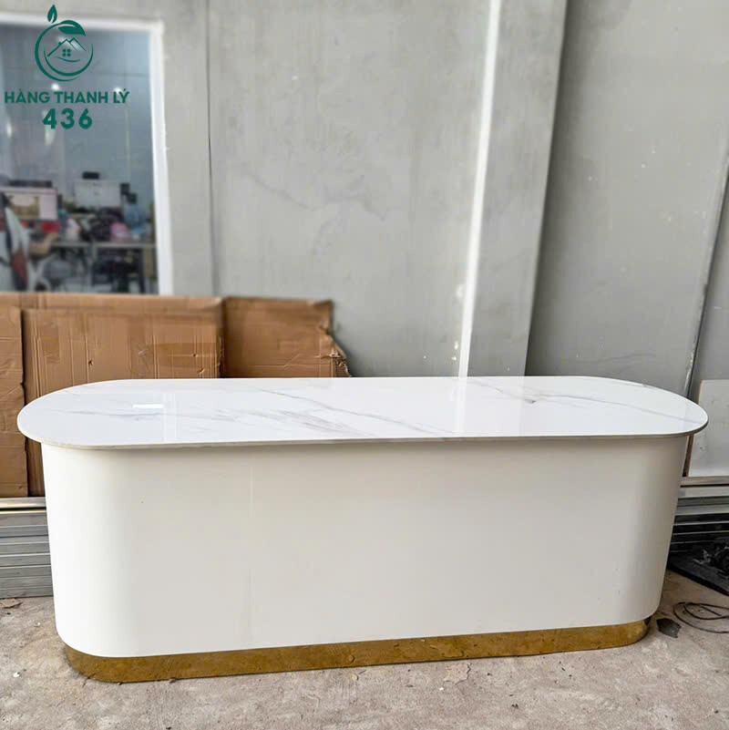 Quầy Lễ Tân Cũ Mặt Đá Oval Bo Góc Tinh Tế   quay Quầy Lễ Tân Cũ Mặt Đá Oval Bo Góc Tinh Tế