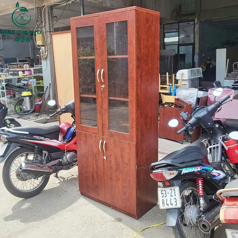 Tủ Hồ Sơ Gỗ Cũ 1M96x80CM 2 Tầng Nhiều Ngăn Mặt Kính Giá Rẻ   tu-ho-so-1 Tủ Hồ Sơ Gỗ Cũ 1M96x80CM 2 Tầng Nhiều Ngăn Mặt Kính Giá Rẻ