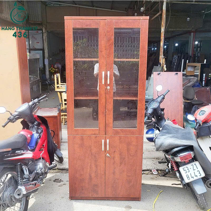Tủ Hồ Sơ Gỗ Cũ 1M96x80CM 2 Tầng Nhiều Ngăn Mặt Kính Giá Rẻ   tu-ho-so-5 Tủ Hồ Sơ Gỗ Cũ 1M96x80CM 2 Tầng Nhiều Ngăn Mặt Kính Giá Rẻ