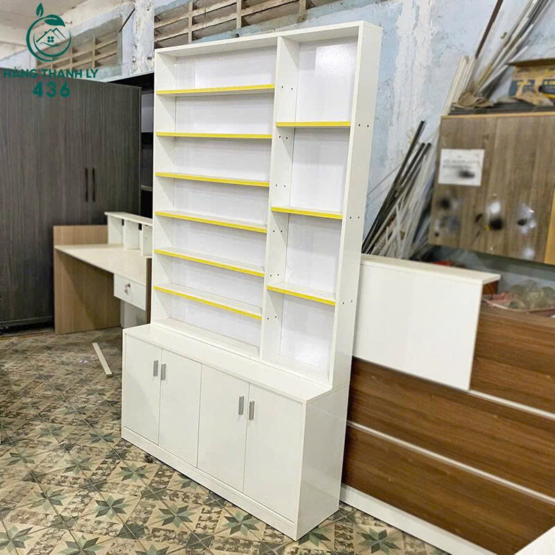 z7056054891473_3fd13c872bf685e0b5ce55ae258d50db Tủ Kệ Trưng Bày 1M2x2M Màu Trắng 4 Cánh Nhiều Tầng Mới 99%  