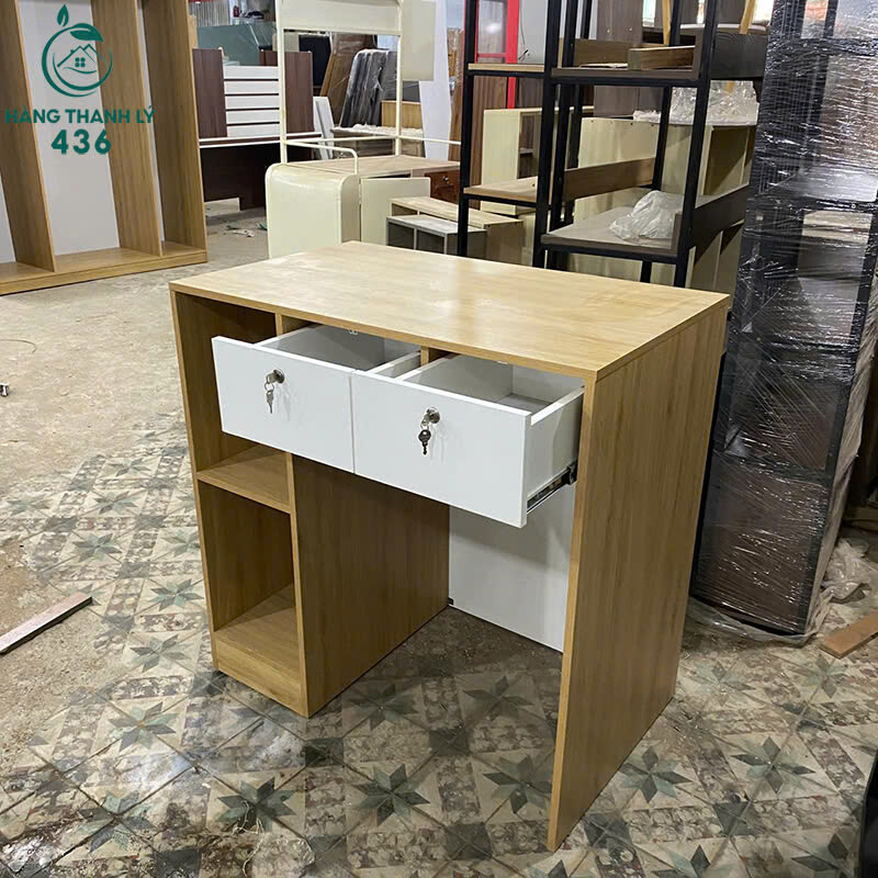 Bàn Làm Việc 1Mx1M 2 Hộc Kéo Màu Trắng Phối Vân Gỗ Mới 99% z7162692718689_bfa715e205d29ddd7d96f99991df53e4 Bàn Làm Việc 1Mx1M 2 Hộc Kéo Màu Trắng Phối Vân Gỗ Mới 99%