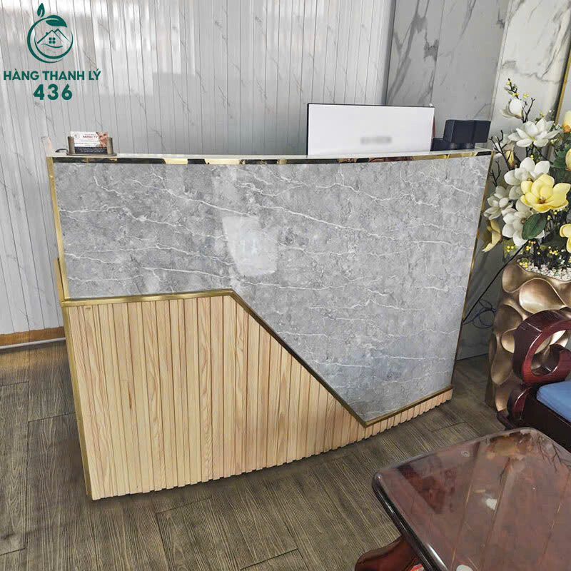 Quầy Lễ Tân Cũ 1M5x1M1 Giả Vân Đá Xám Thiết Kế Sang Trọng Quay-Le-Tan-Cu-1M5x1M1-Gia-Van-Da-Xam-Thiet-Ke-Sang-Trong-1 Quầy Lễ Tân Cũ 1M5x1M1 Giả Vân Đá Xám Thiết Kế Sang Trọng