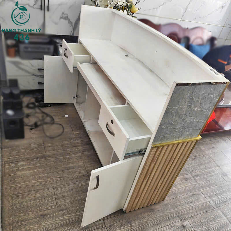 Quầy Lễ Tân Cũ 1M5x1M1 Giả Vân Đá Xám Thiết Kế Sang Trọng Quay-Le-Tan-Cu-1M5x1M1-Gia-Van-Da-Xam-Thiet-Ke-Sang-Trong-2 Quầy Lễ Tân Cũ 1M5x1M1 Giả Vân Đá Xám Thiết Kế Sang Trọng