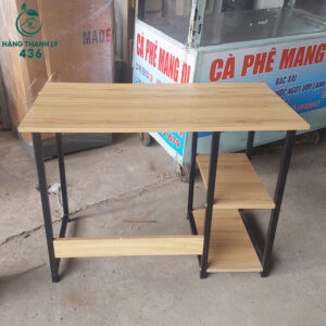 Bàn Làm Việc Cũ 1MX75CM Khung Sắt Đen Kèm Kệ Tiện Dụng