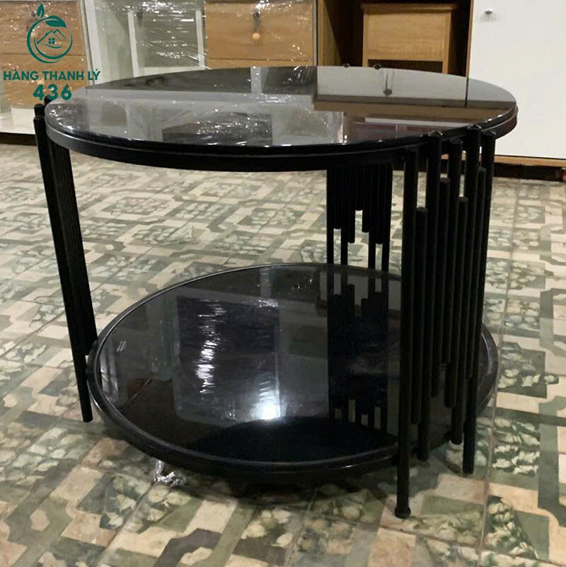 Bàn Sofa Cũ Mặt Kính Tròn Màu Đen 2 Tầng Khung Sắt Bền Đẹp ban-sofa-cu-mat-kinh-tron-mau-den-4 Bàn Sofa Cũ Mặt Kính Tròn Màu Đen 2 Tầng Khung Sắt Bền Đẹp