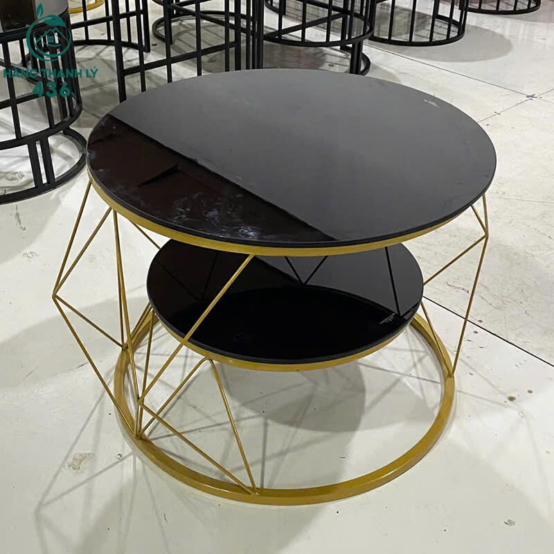 Bàn Sofa Tròn Cũ Mặt Kính Đen Khung Vàng Hai Tầng ban-sofa-tron-cu-mat-kinh-den-khung-vang-hai-tang-2 Bàn Sofa Tròn Cũ Mặt Kính Đen Khung Vàng Hai Tầng