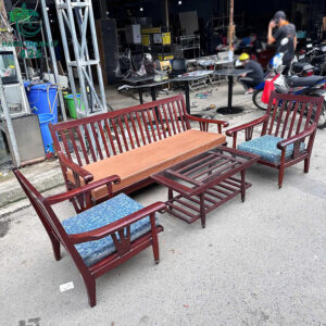 Bộ Salon Gỗ Mun Cũ Màu Nâu Đậm Sang Trọng