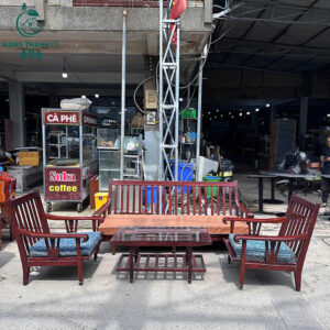 Bộ Salon Gỗ Mun Cũ Màu Nâu Đậm Sang Trọng