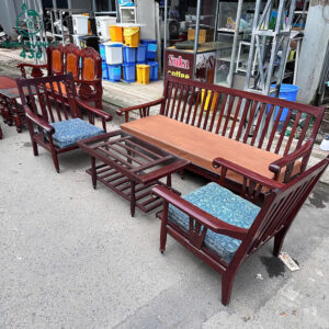 Bộ Salon Gỗ Mun Cũ Màu Nâu Đậm Sang Trọng