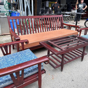 Bộ Salon Gỗ Mun Cũ Màu Nâu Đậm Sang Trọng