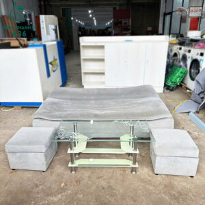 Bộ Sofa Giường Cũ Bọc Vải Màu Xám