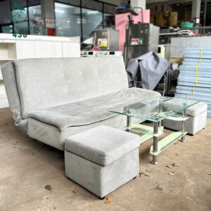 Bộ Sofa Giường Cũ Bọc Vải Màu Xám