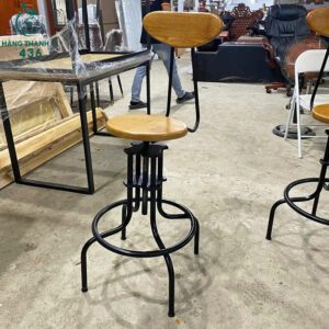 Ghế Bar Xoay Tựa Lưng Cao Mặt Gỗ