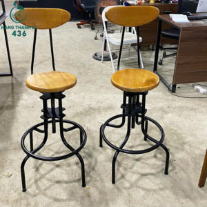 Ghế Bar Xoay Tựa Lưng Cao Mặt Gỗ