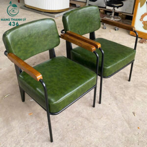 Ghế Cafe Xanh Lá Đệm Da Mới 99%