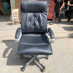 Ghế Giám Đốc Cũ Bọc Da Đen Mềm Mại Tay Bạc Cao Cấp